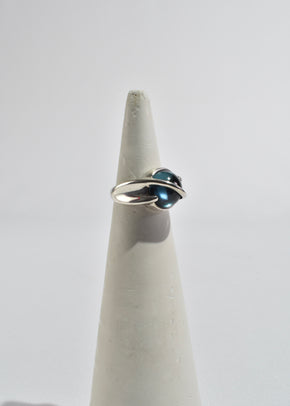 Modernist Blue Glass Ring