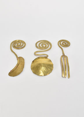 Spiral Brass Serving Set