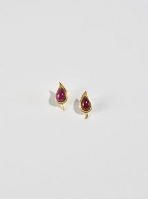 Garnet Leaf Earrings