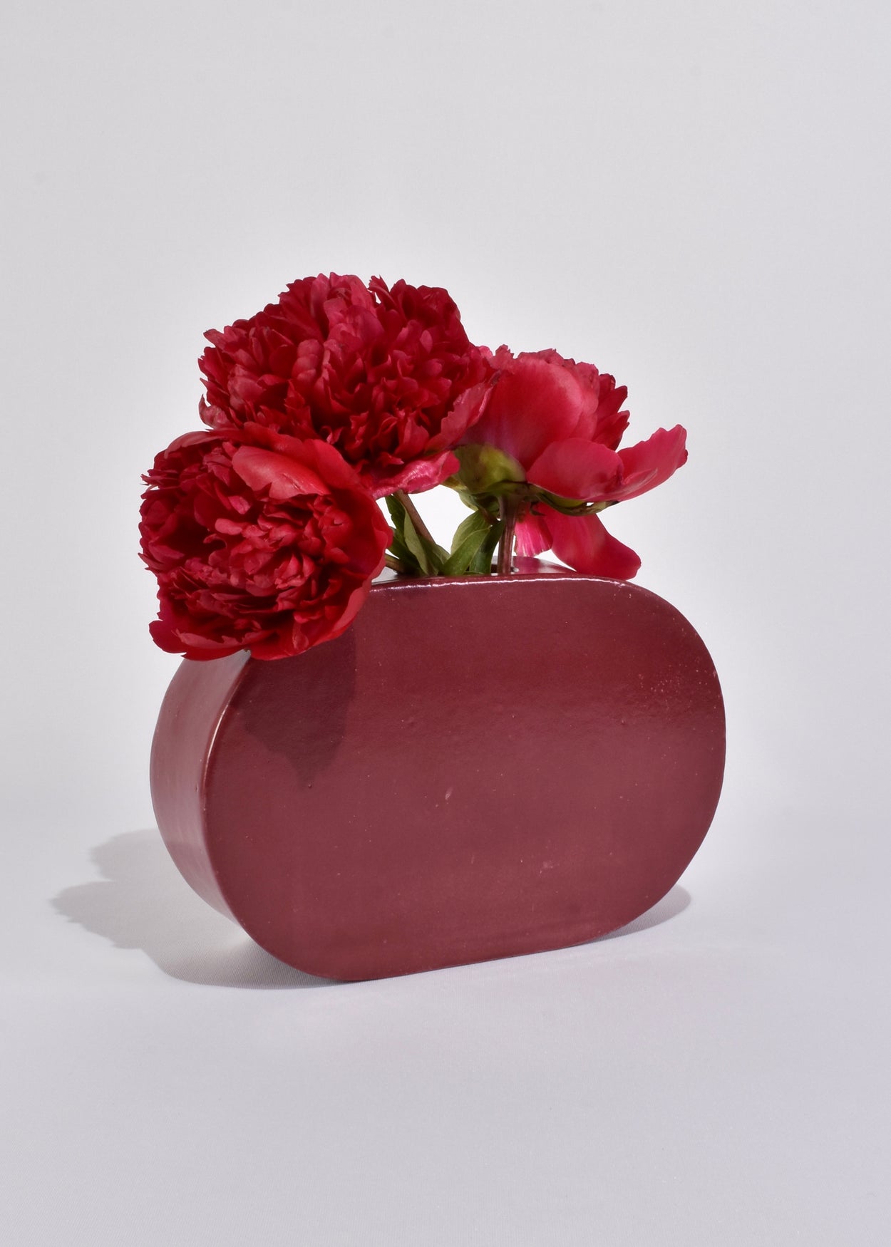 Oval Vase in Dark Red