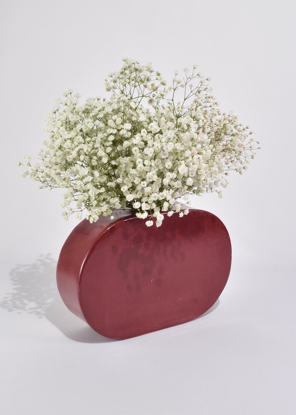 Oval Vase in Dark Red