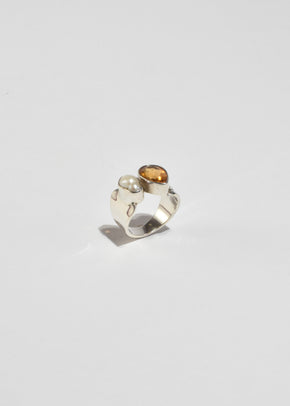 Citrine Pearl Ring