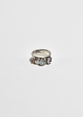 Silver Multi Stone Ring