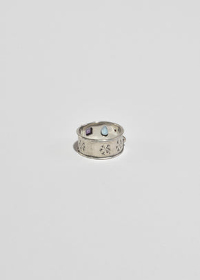 Silver Multi Stone Ring