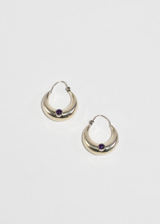 Silver Amethyst Hoop Earrings