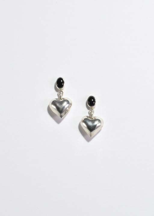 Onyx Heart Earrings