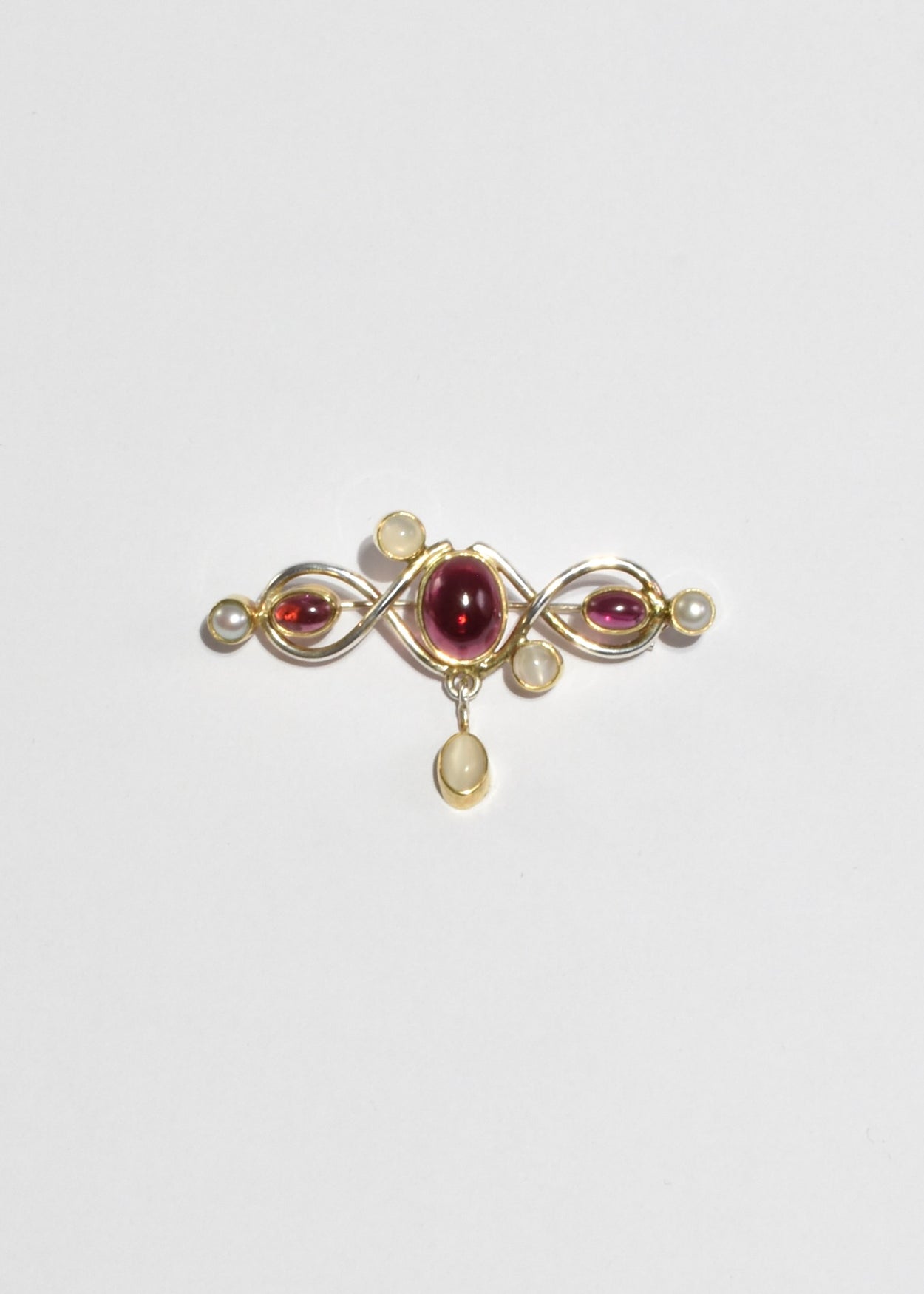 Tourmaline Moonstone Brooch