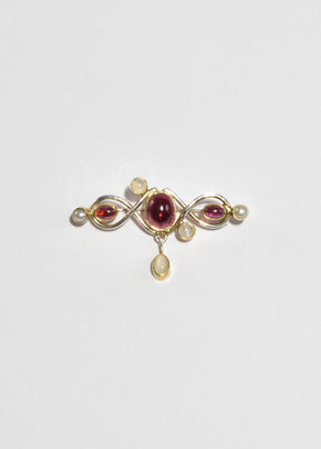 Tourmaline Moonstone Brooch