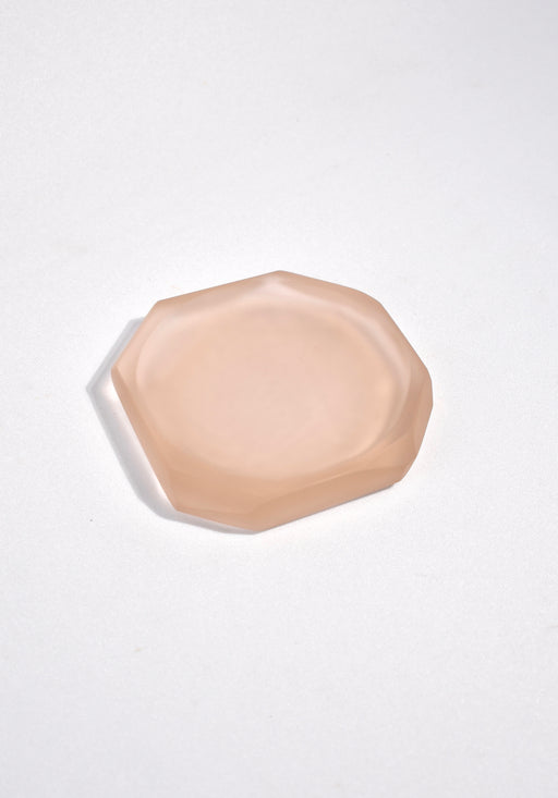 Faceted Glass Dish in Almond