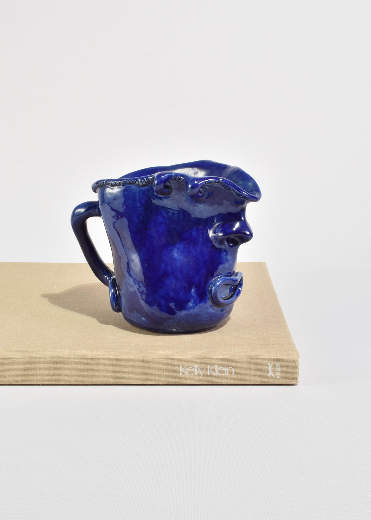 Blue Ceramic Face Jug