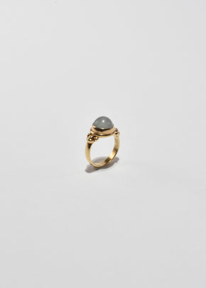 Gold Round Moonstone Ring