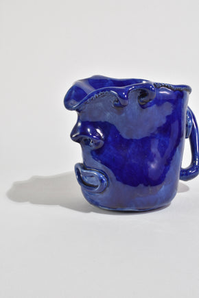 Blue Ceramic Face Jug