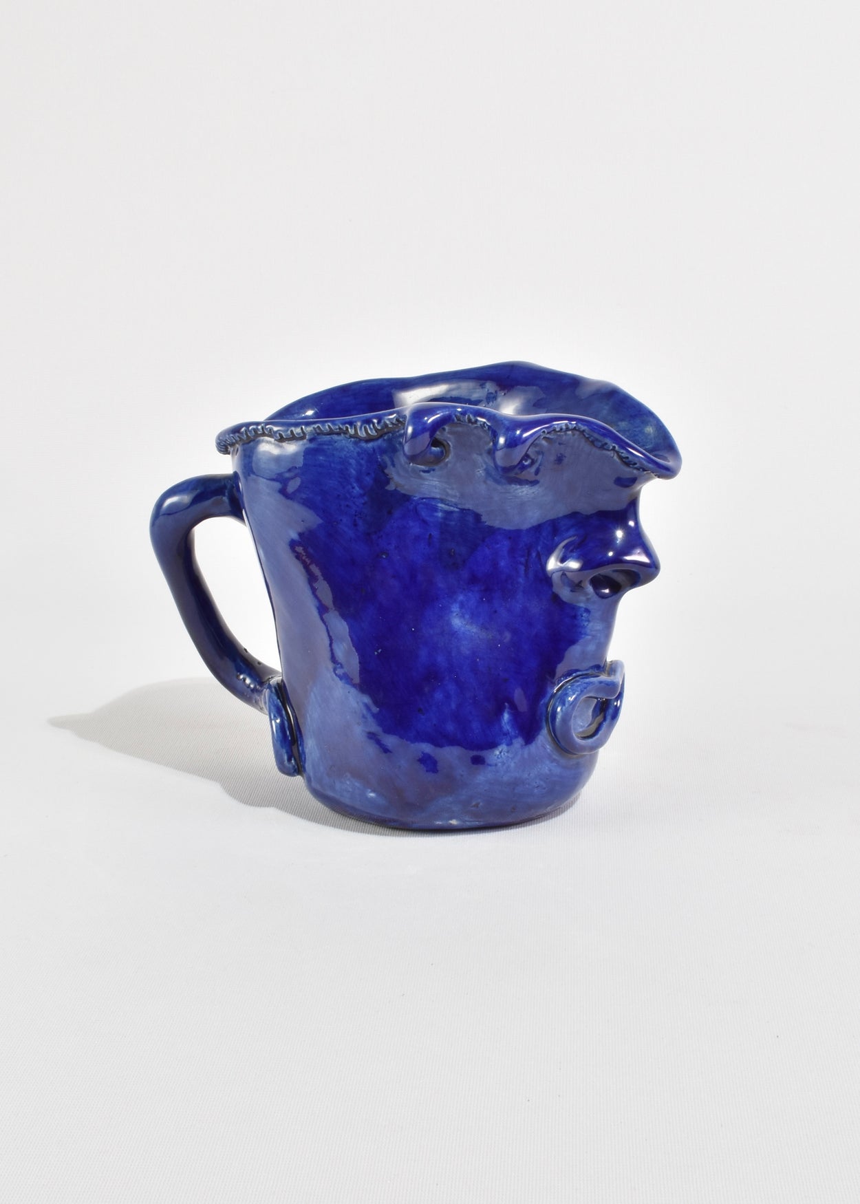 Blue Ceramic Face Jug