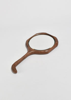 Curved Wooden Hand Mirror