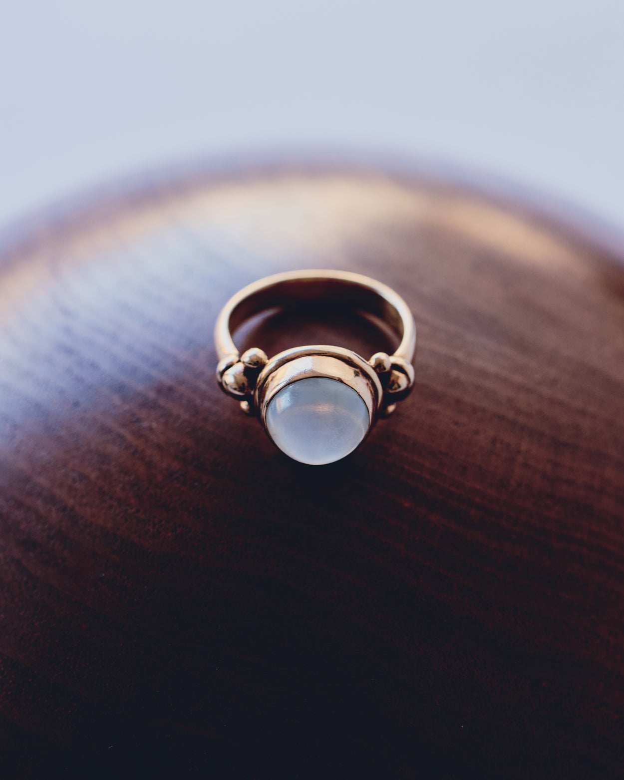 Gold Round Moonstone Ring