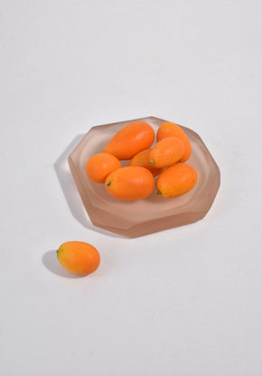 Faceted Glass Dish in Almond