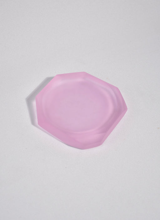 Faceted Glass Dish in Pink